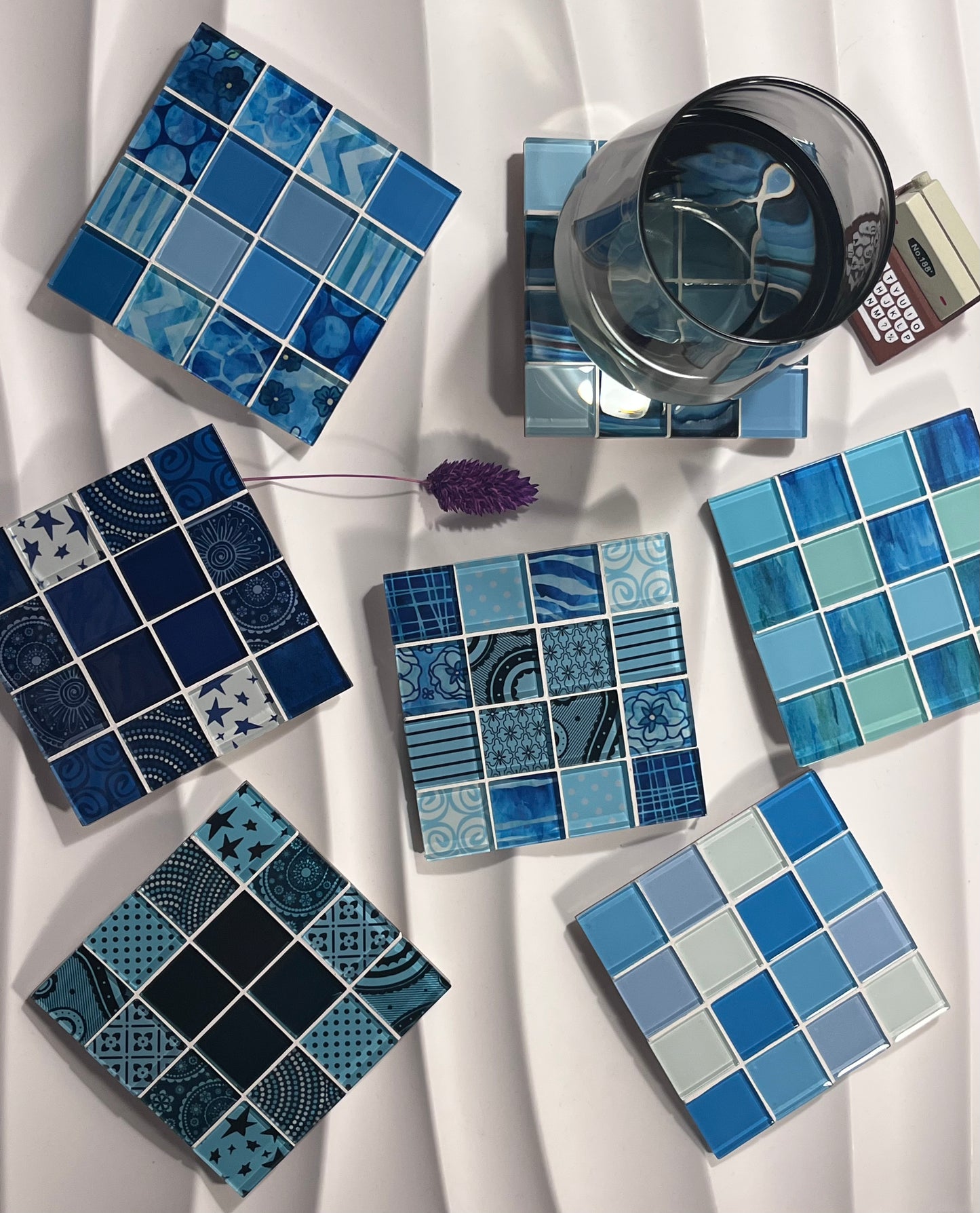 Glass Tile Coasters - WATER Element Collection