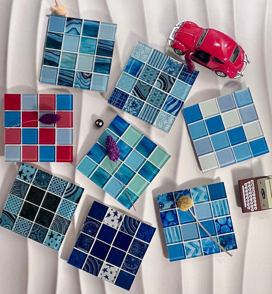 Glass Tile Coasters - WATER Element Collection